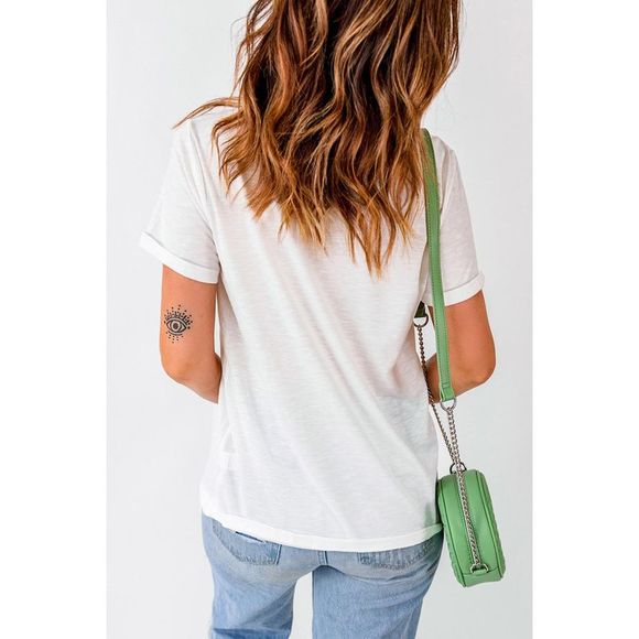 Azura Exchange White AMERICA Star Graphic Round Neck Tee - Picture 10 of 10